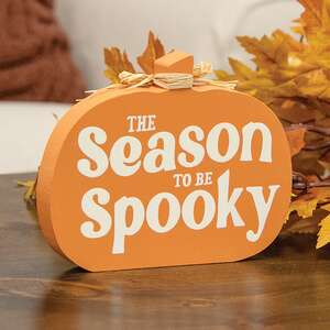 Pumpkin Spice/Spooky Season 2-Sided Wooden Pumpkin Sitter 38729;