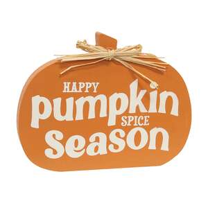 Pumpkin Spice/Spooky Season 2-Sided Wooden Pumpkin Sitter 38729;