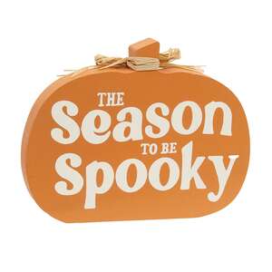 Pumpkin Spice/Spooky Season 2-Sided Wooden Pumpkin Sitter 38729;
