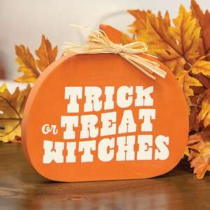 Fall Sweet Fall/Trick Or Treat 2-Sided Wooden Pumpkin Sitter 38730;
