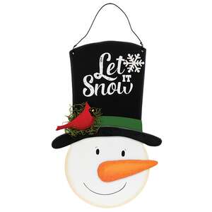 Let It Snow Wooden Top Hat Snowman Hanger - 14.5"H