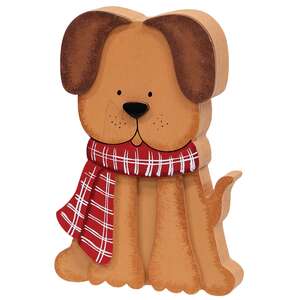 Puppy In Scarf Chunky Wood Sitter