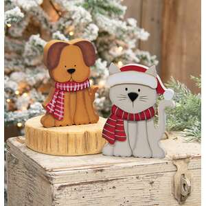 Puppy In Scarf Chunky Wood Sitter