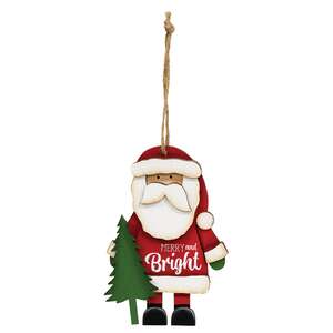 Believe & Bright Santa & Tree Wooden Ornament - 2 Asstd.