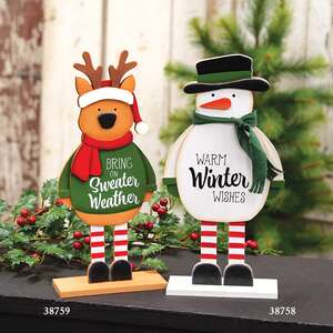 Sweater Weather Wooden Reindeer on Base - 10.5"H