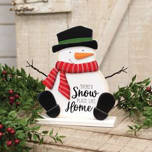 Snow Place Like Home Wooden Snowman on Base - 9"H