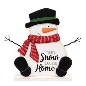 Snow Place Like Home Wooden Snowman on Base - 9"H