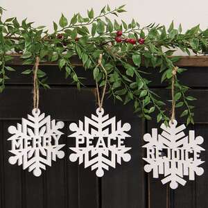 Sparkle Snowflake Word Ornament, 3 Asstd. 38767;