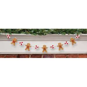 Wooden Merry Gingerbread & Peppermint Garland