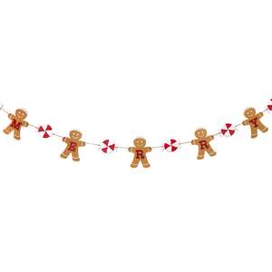 Wooden Merry Gingerbread & Peppermint Garland