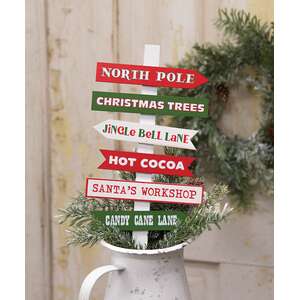 North Pole Words Primitive Signpost - 14.5"H