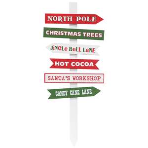 North Pole Words Primitive Signpost - 14.5"H