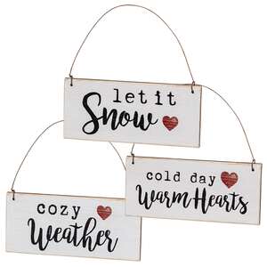 Warm Hearts Wooden Ornament - 3 Asstd.