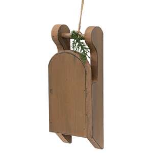 Distressed Wooden Mustard Sled with Pine - 7.25"