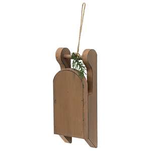 Distressed Wooden Mustard Sled with Pine - 7.25"
