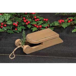 Distressed Wooden Mustard Sled with Pine - 7.25"