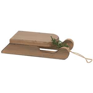 Distressed Wooden Mustard Sled with Pine - 7.25"