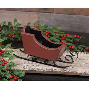 Distressed Red & Black Wooden Sleigh