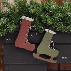 Primitive Santa's Boot Wooden Ornament