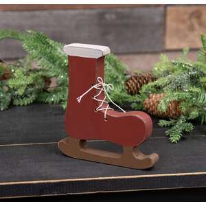 Primitive Santa's Ice Skate Wooden Sitter