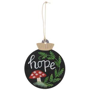 Peace, Calm, Hope Wooden Mushroom Bulb Ornament - 3 Asstd.