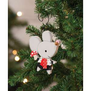 Little Mouse With Mushroom Wooden Ornament
