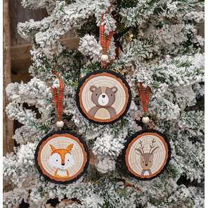 Woodland Friend Portrait Tree Trunk Ornament - 3 Asstd.