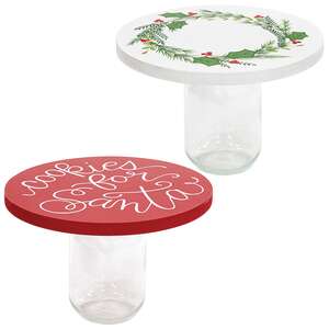 Glass Jar with Christmas Wood Topper - 2 Asstd. 38833