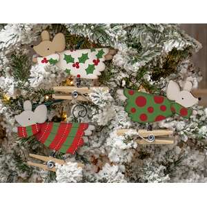 Wooden Flying Angel Mouse Clip Ornament - 3 Asstd.