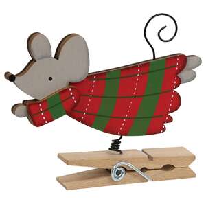 Wooden Flying Angel Mouse Clip Ornament - 3 Asstd.
