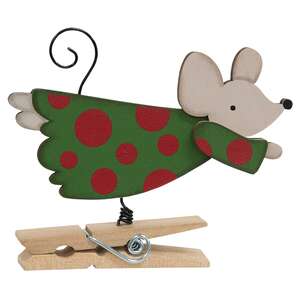 Wooden Flying Angel Mouse Clip Ornament - 3 Asstd.