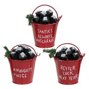 Bucket of Coal Ornament - 3 Asstd.