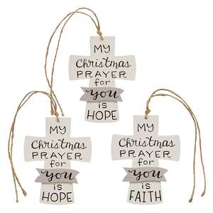 My Christmas Prayer Wooden Cross Ornament - 3 Asstd.