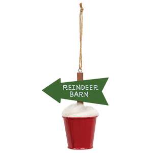North Pole Arrow in Snowy Bucket Ornament - 3 Asstd.