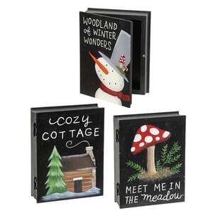 Cozy Woodland Eve Wooden Book Box - 3 Asstd.