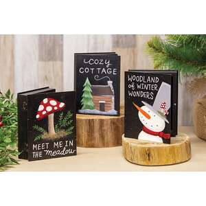 Cozy Woodland Eve Wooden Book Box - 3 Asstd.
