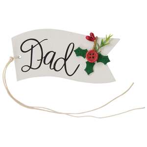 Family Words Wooden Button Holly Banner Gift Tag - 4 Asstd.