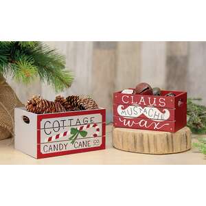 2/Set - Cottage Candy Cane Co. Nesting Crates