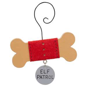 Wooden Dog Bone with Tag Ornament - 6 Asstd.