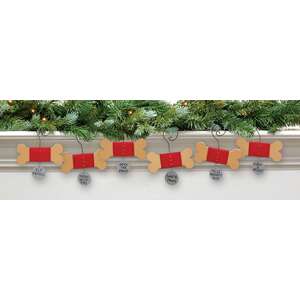 Wooden Dog Bone with Tag Ornament - 6 Asstd.