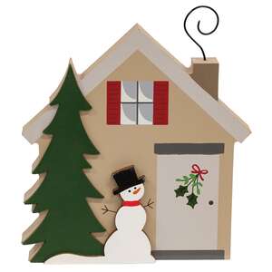 Snowman & Pine Tree Chunky Winter House Sitter