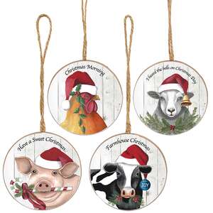 Christmas Farm Animal Ornament - 4 Asstd.