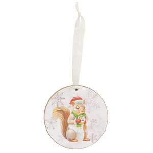 Winter Woodland Friend Round Ornament, 3”, 4 Asstd. 38894;