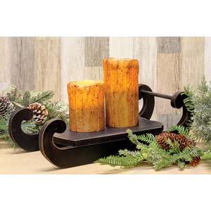 Distressed Black Wooden Sled - 15"