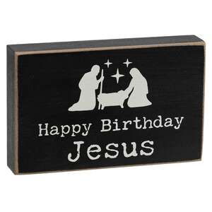 Happy Birthday Jesus Rectangle Wooden Block - 2 Asstd.