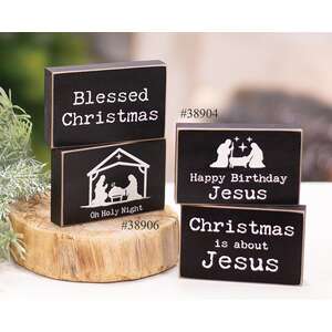 Happy Birthday Jesus Rectangle Wooden Block - 2 Asstd.