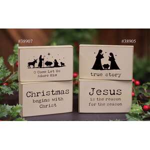Christmas Begins With Christ Rectangle Wooden Block - 2 Asstd.