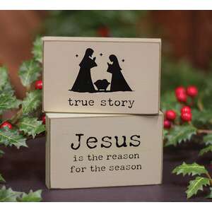 True Story Nativity Rectangle Wooden Block - 2 Asstd.