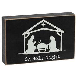 Oh Holy Night Nativity Rectangle Wooden Block - 2 Asstd.