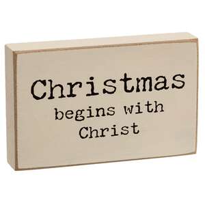 Christmas Begins With Christ Rectangle Wooden Block - 2 Asstd.